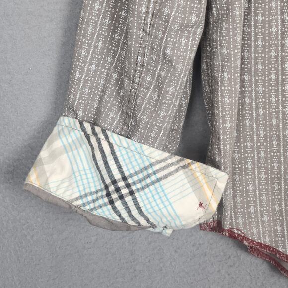 MAMBO AUSTRALIA Shirt Mens Large Gray Button Up Flip Cuff Roll Tab Sleeves - Picture 7 of 13